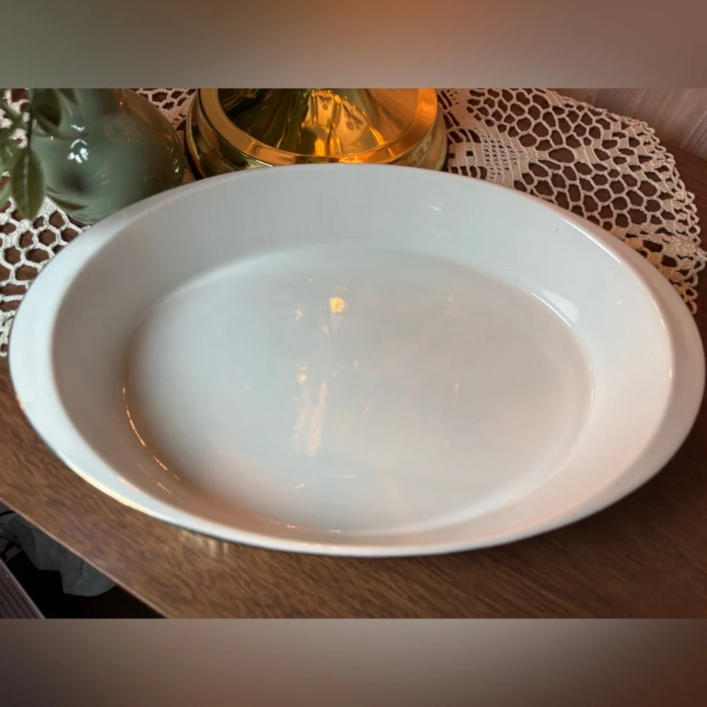 Vintage Aplico Gold Scalloped Bakeware Oval Serving Dish Made in France